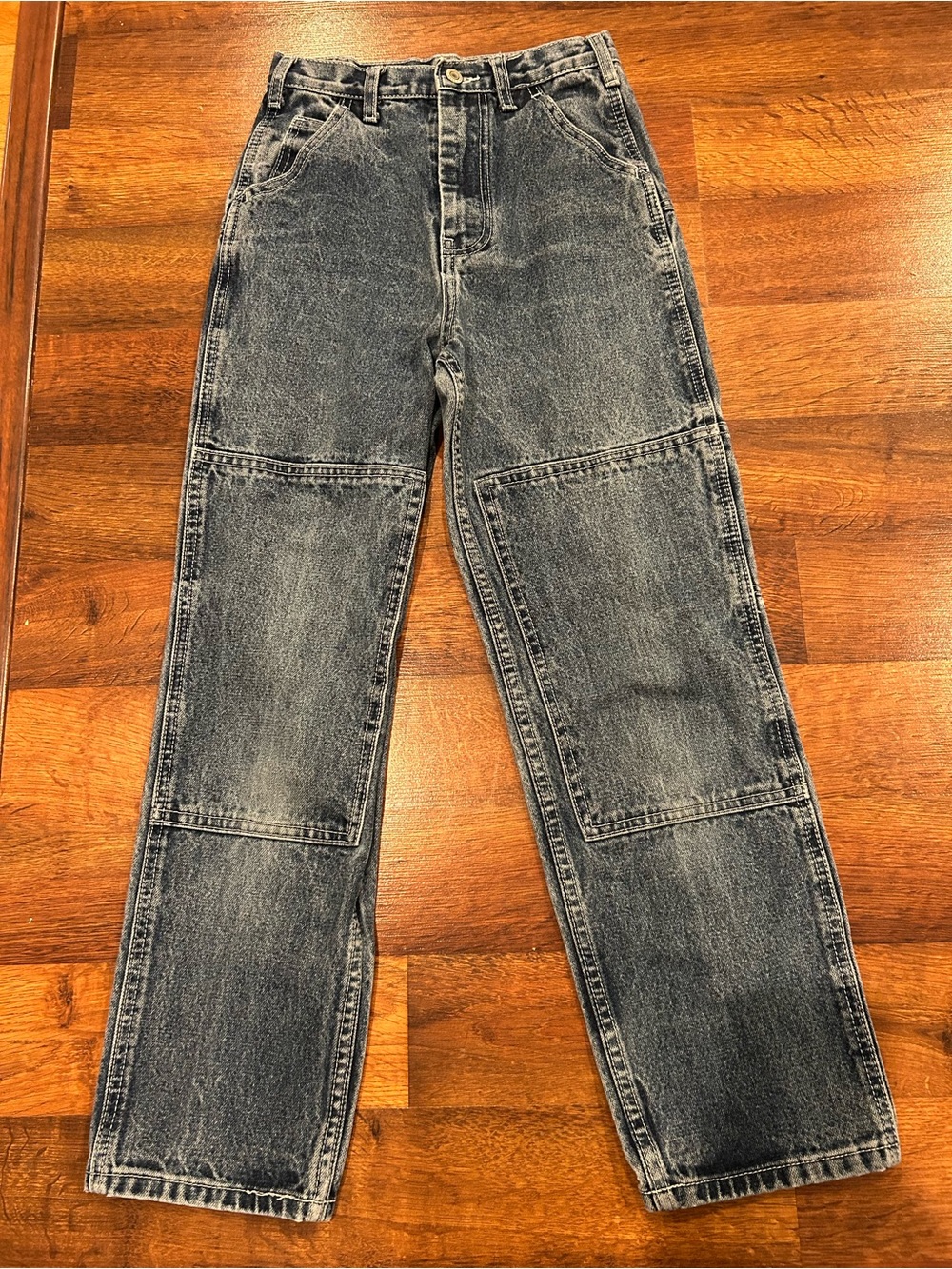 John Galt Double Knee Straight Leg Denim Blue Jeans Pants Womens  Size Small